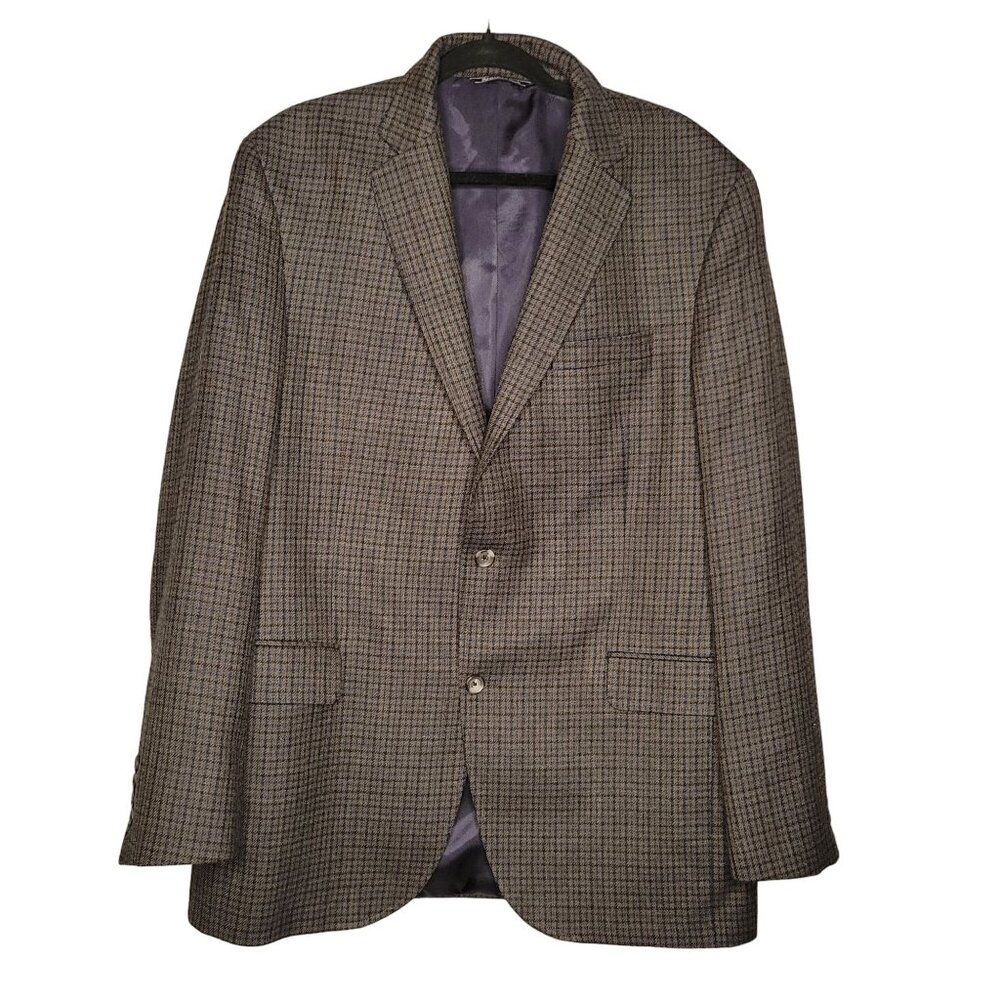 Jack Victor Men’s 44L Wool Blazer Gray Glen Plaid Classic Sport‎ Coat Union Made